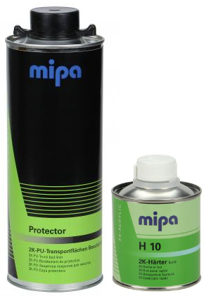 MIPA Protector 2K Strukturbeschichtung für Ladeflächen schwarz 750 ml und 250 ml MIPA Härter H 10
